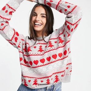 Brave Soul Red and Gray Women's Sweater